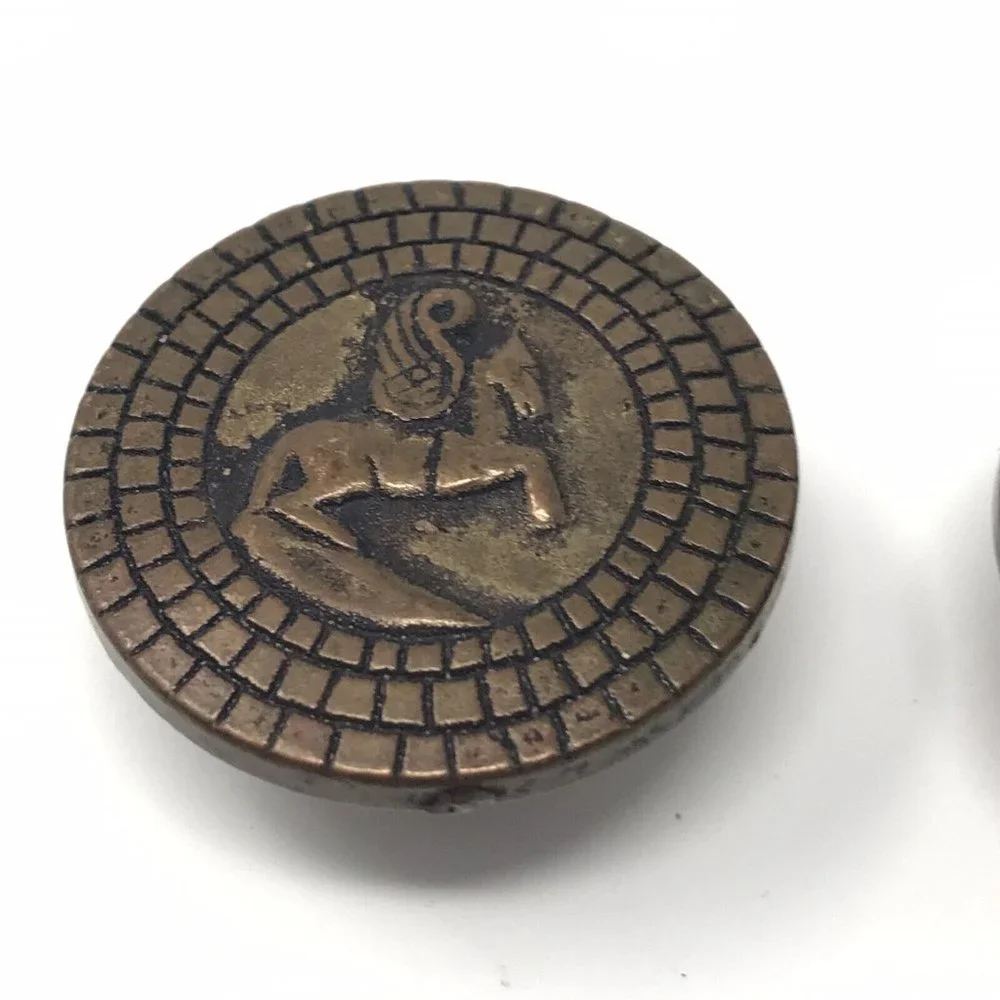 Vintage Brass Cufflinks Roman Style Horse